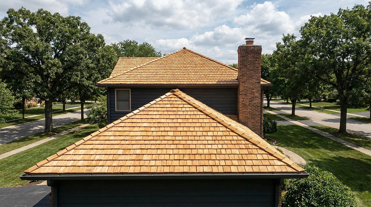 new roof with wood shakes in il