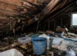 leaky roof with buckets