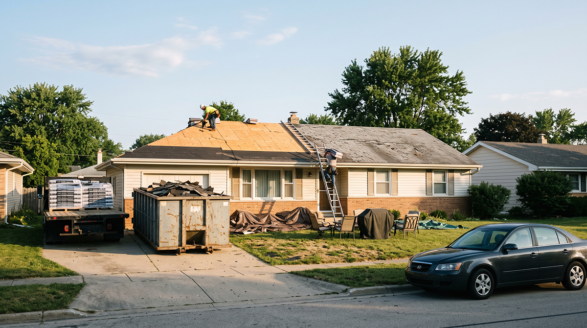 roof replacement preparation work champaign il